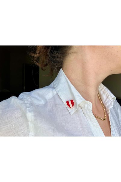Volala Striped Heart Yaka Pini - El Yapımı Polimer Kil Yaka Pini