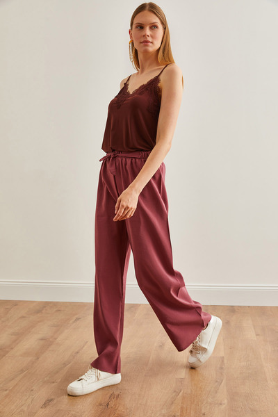 Olalook Dried Rose Palazzo nohavice – opasok a elastický pás, PNT-19000200