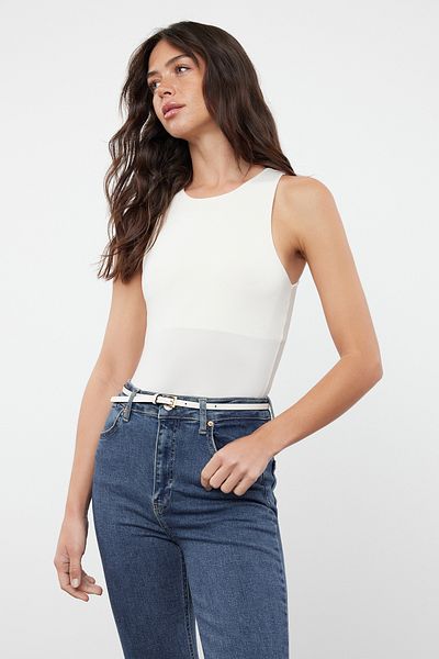 Trendyol Collection Flexible Halter Collar Ecru Knitted Body - Snap Fastener, Fitted TWOSS20BD0044