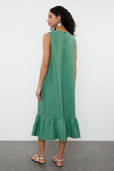 Trendyol Collection Green Straight Cut Skirt Flounce Mini Woven Dress TWOSS24EL00520