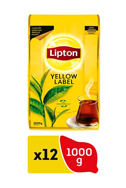 Lipton 12 عبوة من شاي ليبتون العلامة الصفراء 1000 جرام