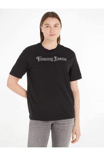 Tommy Jeans تي شيرت نسائي أسود - DW0DW16452BDS