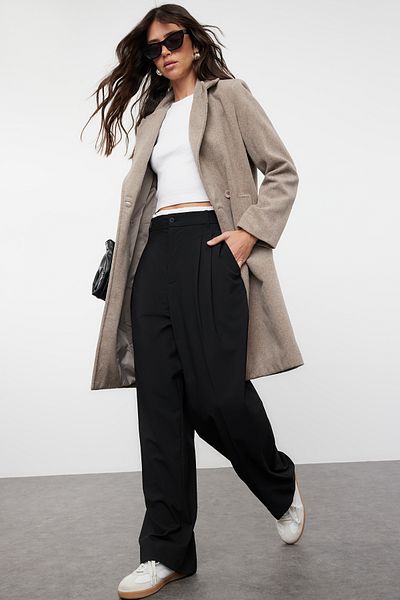 Trendyol Collection Norkový midi kabát – dvouřadá vlna Regular Fit TWOAW25KB00016