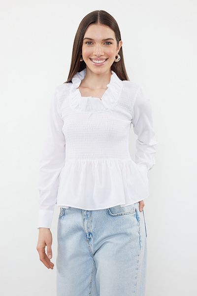 Trendyol Collection Ecru Elastic Ruffle Blouse - TWOSS24BZ00531