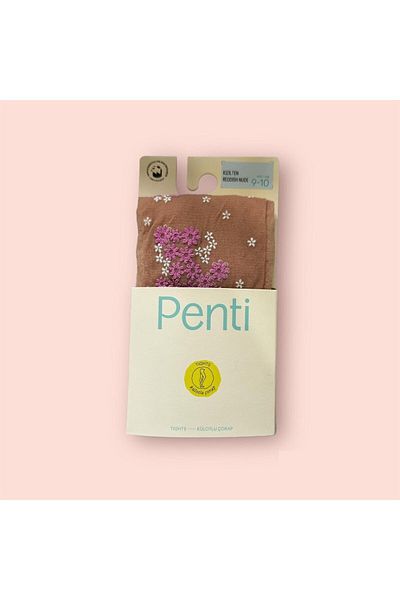 Penti Тънки чорапогащи с червени цветя и точки