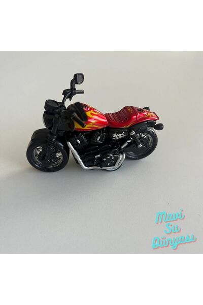 mavi su dünyası Çek Bırak Metal Küçük Boy Kırmızı Renk Motosiklet 7 Cm