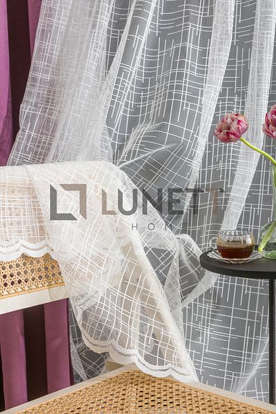 LUNETT HOME Hypatia Striped Sparse Pleated - 1x2 Tulle Curtain, For Living Room, Balcony and Kitchen