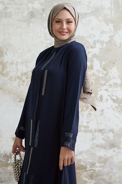 InStyle Navy Blue Stone Λεπτομερής κρυφή πατιλέτα Ferace