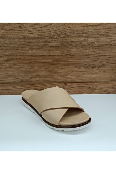 Mammamia YT2405 Papuci casual de damă din piele naturală de culoarea pielii