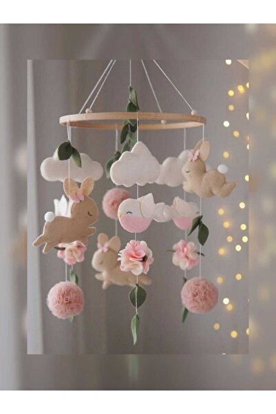 FN (MÜZİKLİ)  El Yapımı Keçe Bebek Dönencesi Beşik Yanı Süsü Bebek Odası Deko...