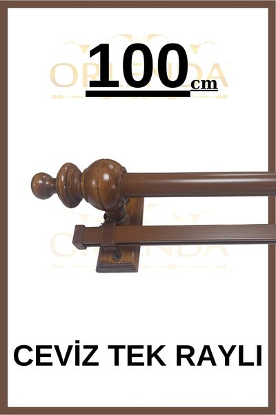 Orlenda Single Rail Rustic Curtain Hanger 100cm - Wooden Rustic Curtain Hanger - Aluminum Pipe Rustic Curtain Hanger
