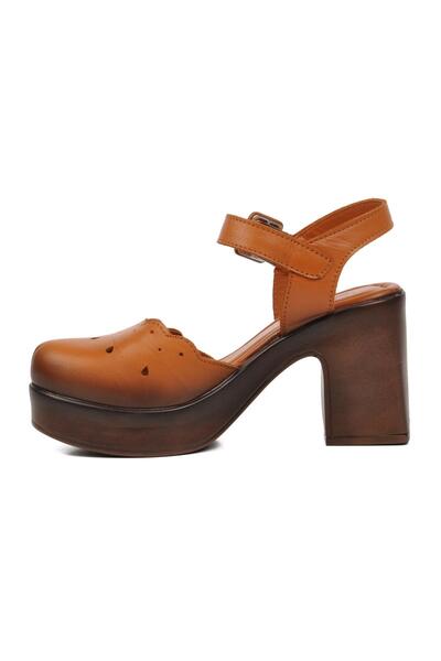 Venüs 2217001Y Tan Women's Heeled Shoes - Genuine Leather