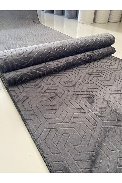 Alya Home Dinarsu Armoni Kaymaz Taban Kesme Halı Yolluk Mutfak Halısı  Antrasit