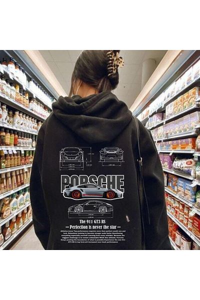 Touz Moda Μαύρο φούτερ Porsche Unisex - Αυτοκίνητα με θέμα