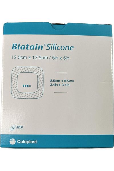 Coloplast Biatain Silicone Adhesive Foam Wound Cover 12.5x12.5cm 5x5in 10 Pieces 33436