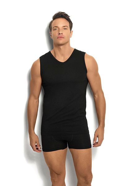 MYS GRUP TEKSTİL Men's V-neck Black Cotton Undershirt Set of 3 / 115