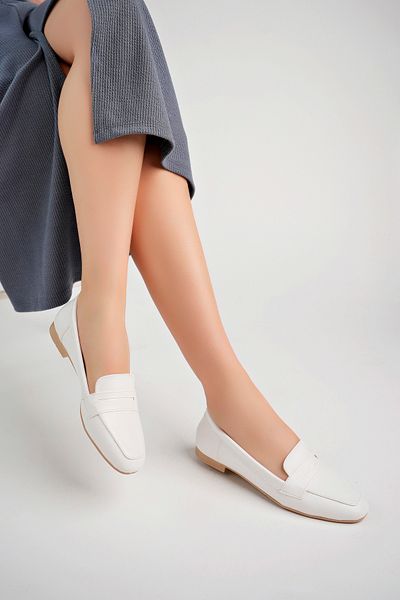 Freemax Freemax.2024.053 White - Ochelari de vară confortabili pentru femei, cu vârful toci, pantofi de balerină cu fundă