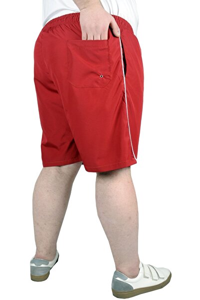 ModeXL Mode Xl Plus Size Men's Swim Shorts White Line 21451 Claret Red