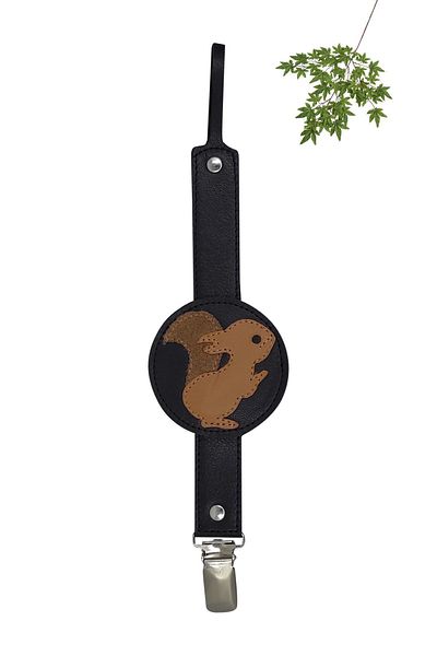 MODAPATİK Genuine Leather Pacifier Strap Navy Blue Squirrel