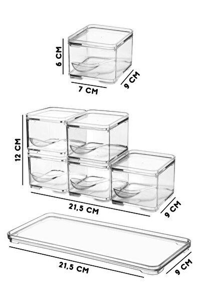FİTHOME 6-Piece Transparent Spice Bowl Set with Spoon Spice Set