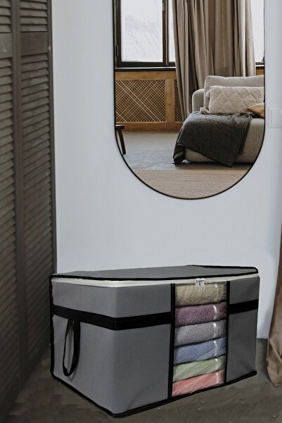ADARYA HOME 5 Adet Pencereli Kazak Hurcu- 50x40x30(GRİ)