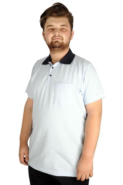 ModeXL Tricou albastru clasic cu gât polo - cu buzunare, model 20550