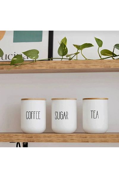 Pembelia Life Set of 3 800 ml Tea/coffee/sugar Jars Tea Coffee Sugar Jar Set