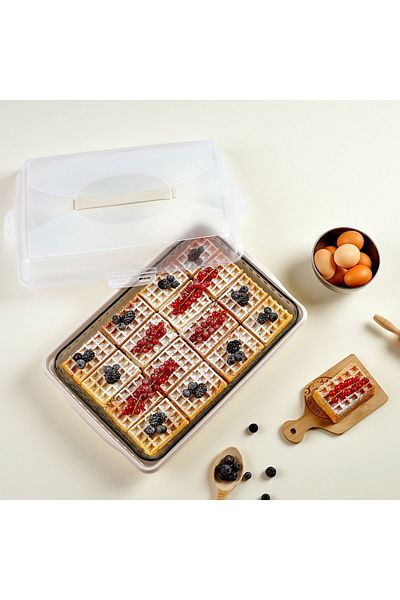 PONÇİK STORE Rectangular Cake Pastry Pastry Storage Container, Locked Pyrex Carrying Container Large Size 45cm