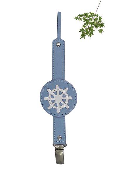 MODAPATİK Genuine Leather Pacifier Strap Blue Rudder