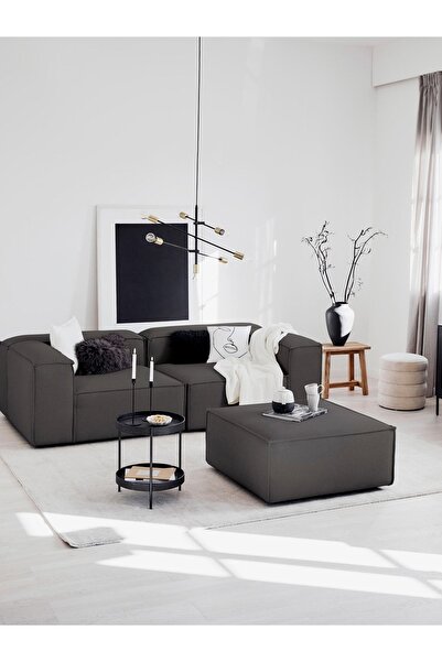 S Home Design Concept Frida 3 Modül Köşe (2 MODÜL VE PUF TAKIM), Keten, Antrasit