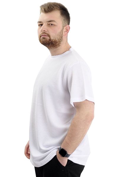 ModeXL Ανδρικό μπλουζάκι - Crew Neck, WAFFLE 20033, Plus Size, Λευκό