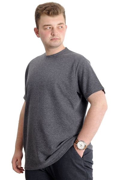 ModeXL Ανδρικό μπλουζάκι Mode Xl Large Size Crew Neck Waffle 20033 Μαύρο