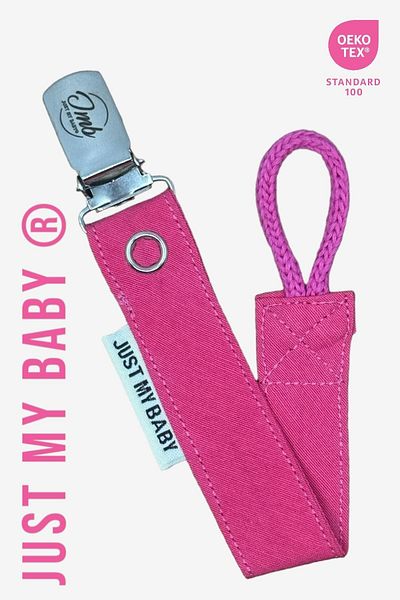 JMB Just My Baby Pacifier Strap - 3-Piece - Fuchsia/Turquoise/Purple - Solid Color - Washable - Cotton