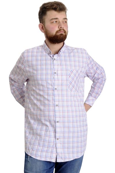 ModeXL Mode Xl Ανδρικό Πουκάμισο Μεγάλου Μεγέθους Καρό Μακρυμάνικο 23300 Salmon