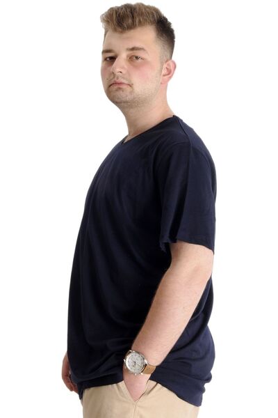 ModeXL Чоловіча футболка великого розміру Mode Xl V Neck 20032 Navy Blue
