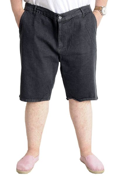 ModeXL Pantaloni scurți din denim pentru bărbați de mărime mare Mode Xl cu buzunare laterale New Armına 23806 Negru