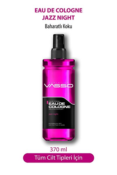 Vasso Men Özel Baharat Kokulu Parfümlü Kolonya Jazz Night Eau De Cologne 370 Ml
