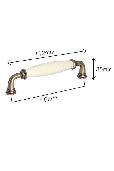 Porcellana Perla Porcelain Metal Handle-Cabinet Drawer - Kitchen and Pantry Ruby (9,6CM) - Cream-Antique - Stk1629