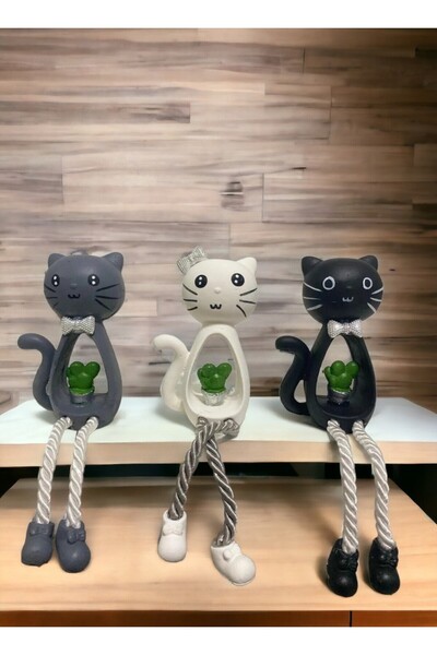 Lusim Dekor Kedi Biblo Ayakları Sallanan 3 Lü Set