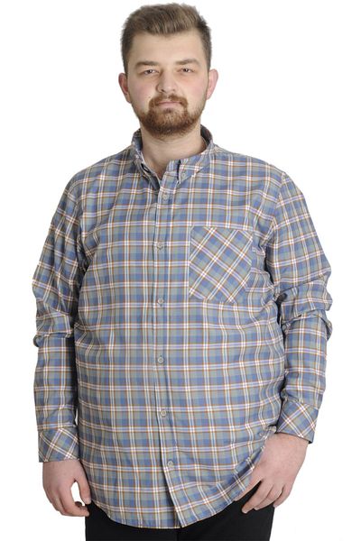 ModeXL Mode Xl Plus Size Ανδρικό πουκάμισο καρό μακρυμάνικο 23300 Μωβ
