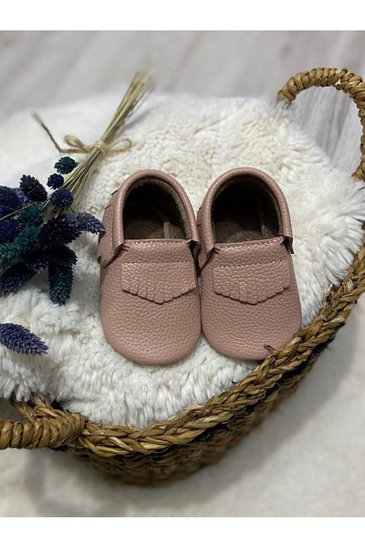 JMB Just My Baby Genuine Leather Powder Tassel Visual Baby Booties
