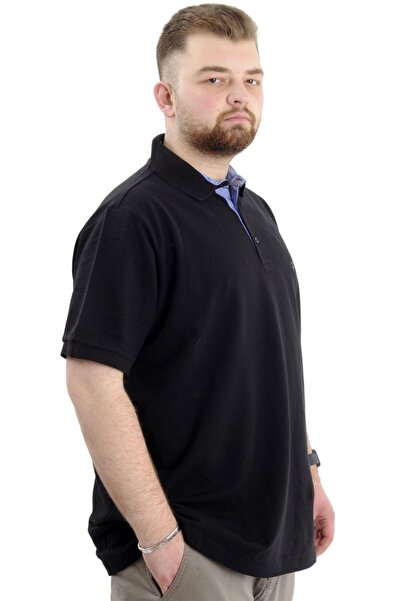 ModeXL Mode Xl Oversize Ανδρικό μπλουζάκι Polo γιακά Κεντημένο Classic Pique 20553 Μαύρο