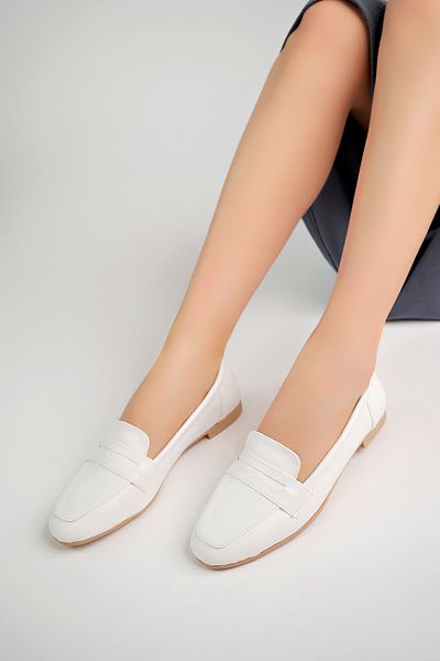 Freemax Freemax.2024.053 White - Ochelari de vară confortabili pentru femei, cu vârful toci, pantofi de balerină cu fundă