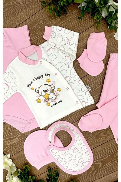 Renkli Puset 6-Piece Organic Cotton Baby Hospital Discharge Set - Bear Star Cloud
