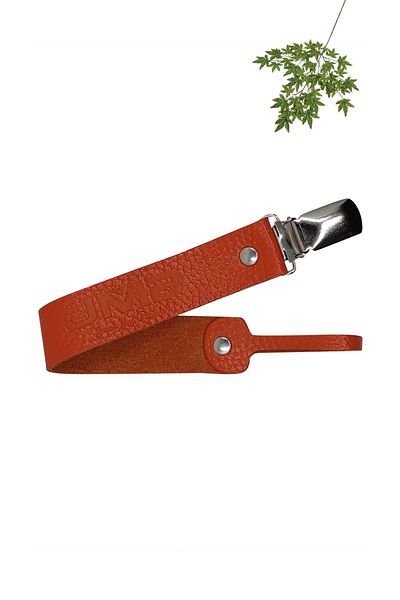 JMB Just My Baby Orange Genuine Leather Pacifier Strap