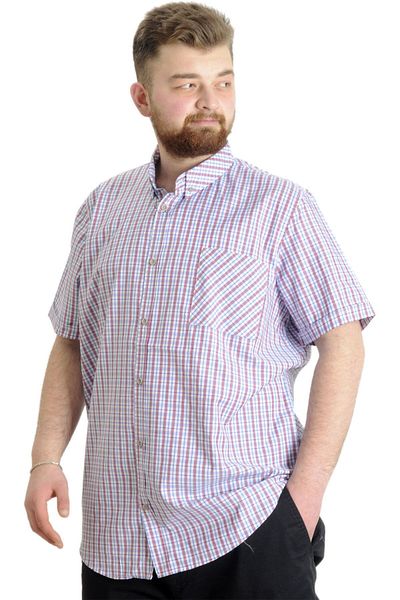 ModeXL Mode Xl Large Size Men's Shirt Plaid Short Sleeve 23301 Light Blue