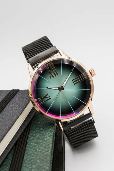 ÇENÇEN Erkek Çelik Analog Hasır Mıknatıslı Kordon Kol Saati