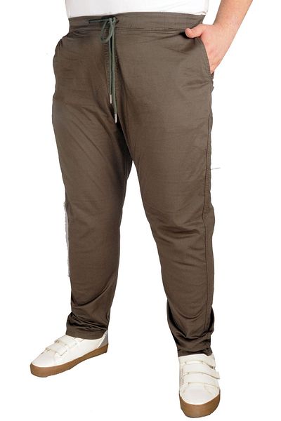 ModeXL Mode Xl Plus Size Trousers Linen Jogger Milano 21913 Khaki