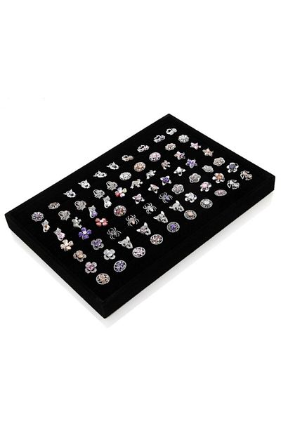 ÖZER KUTU 100 Pieces Suede Sponge Plate with Ring Black