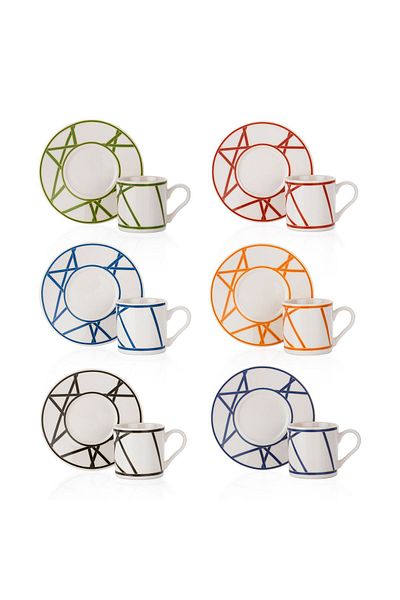 Schafer Fun Coffee Cup Set for 6 People-12 Pieces-Multicolor